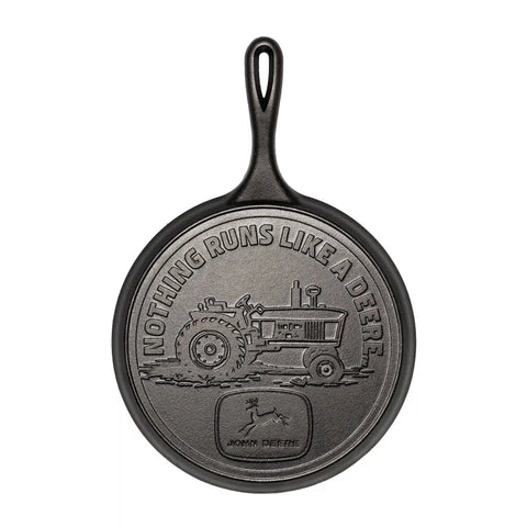 10.5 Inch Seasoned Cast Iron Griddle, John Deere Tractor