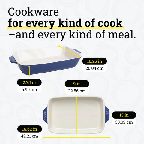Large Stoneware Casserole Dish, 13 x 9 Inch